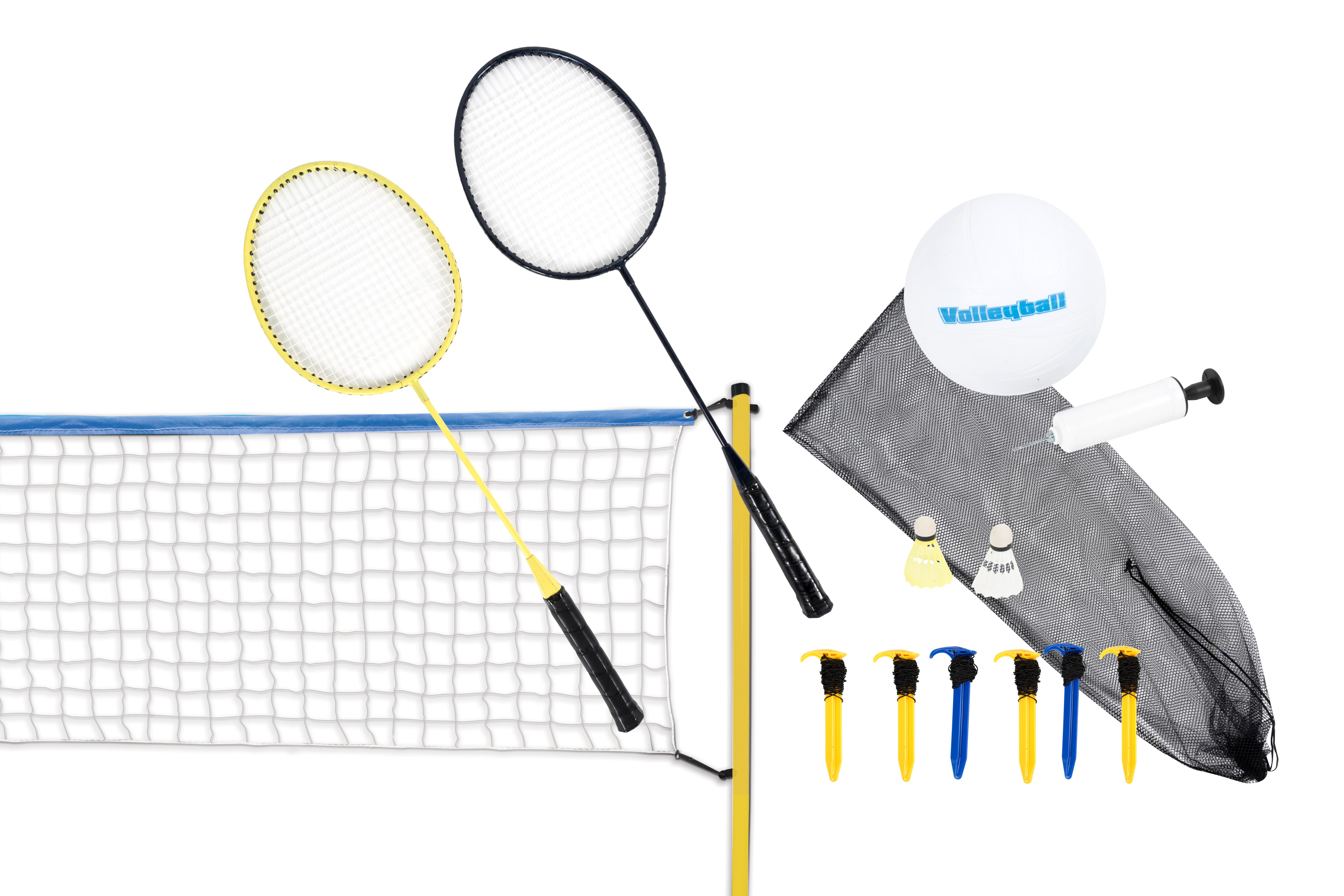 Scatch Volleyball- und Badminton-Set - Federball-Set - mit Netz, Schlgern, Shut